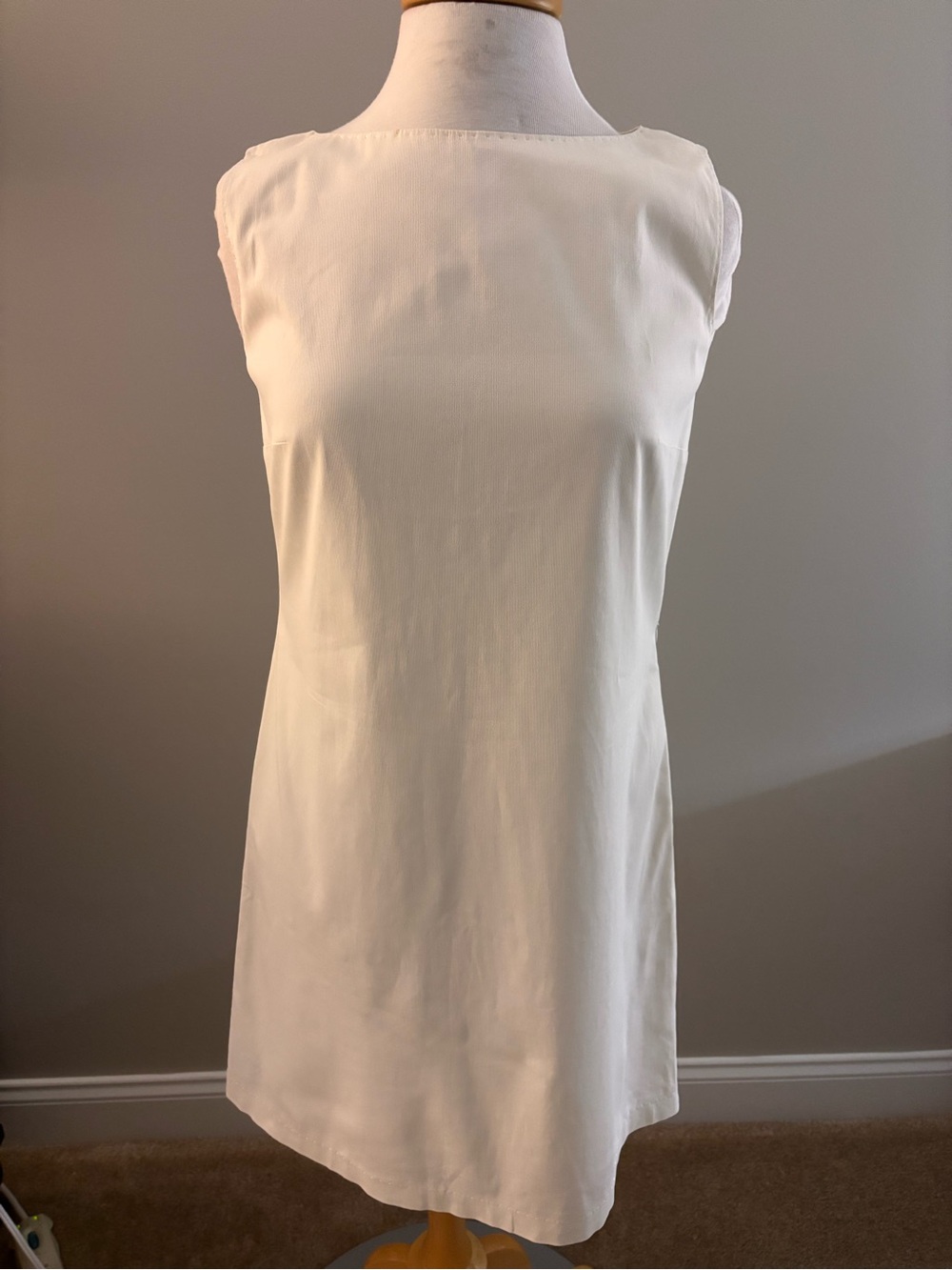 Simple Cream Sleeveless Shift Dress